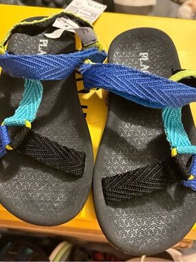 Colorful Strap Sandals in Blue, Teal & Black